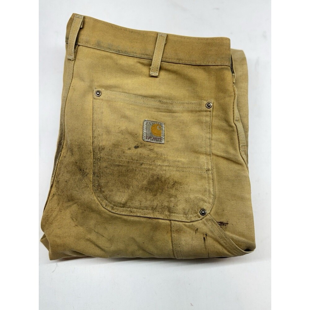 Carhartt Double Knee Pants Mens 32x32 Black Distressed Faded B01 BRN USA